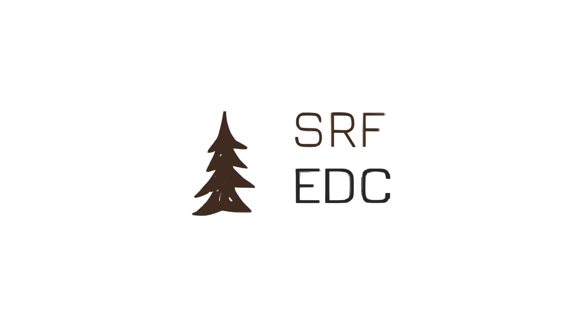 Timmins Care Logo featuring a stylized brown pine tree to the left, with the letters "SRF" in brown and "EDC" in black to the right. White background. Cochrane District Social Services Administration Board