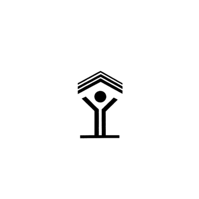 Timmins Care Icon depicting a person with raised arms under a roof-like structure formed by four horizontal lines. Cochrane District Social Services Administration Board