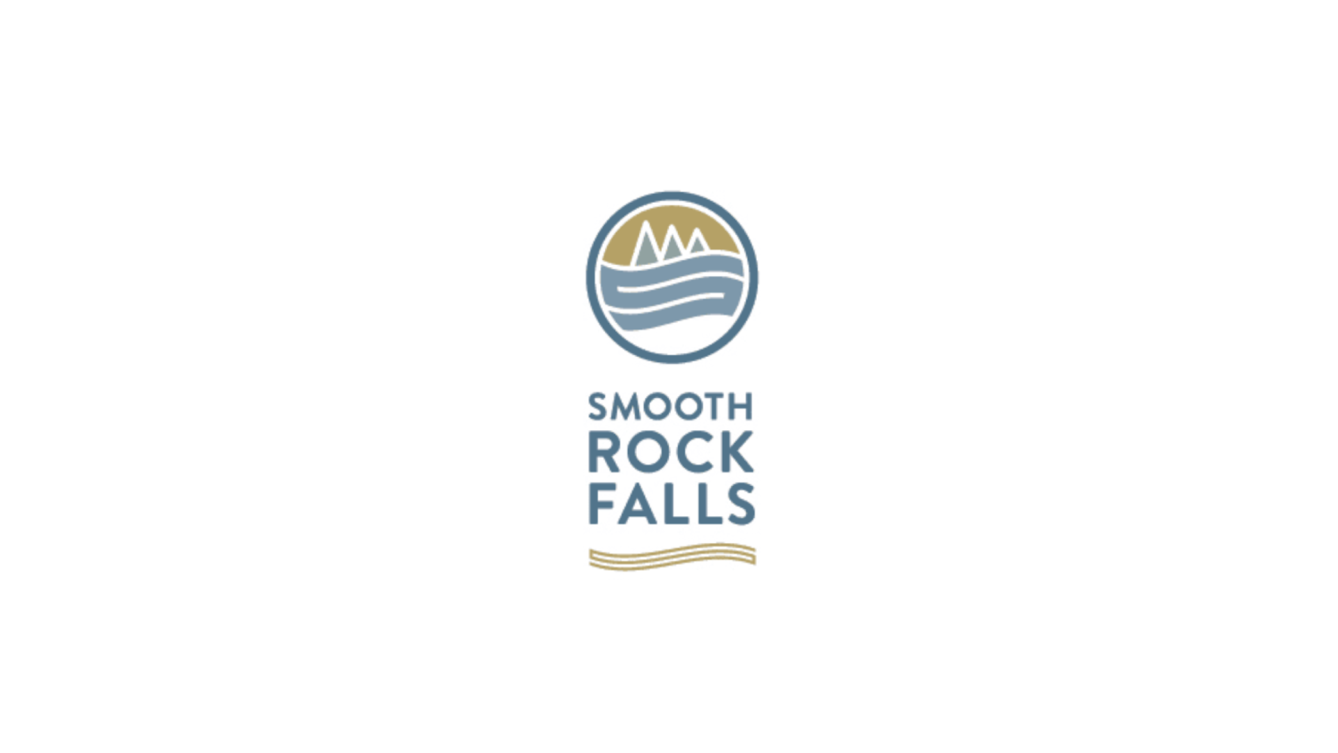 Timmins Care Logo of Smooth Rock Falls featuring a circular emblem with stylized mountains and waves, accompanied by text "Smooth Rock Falls" and a horizontal wave graphic beneath. Cochrane District Social Services Administration Board