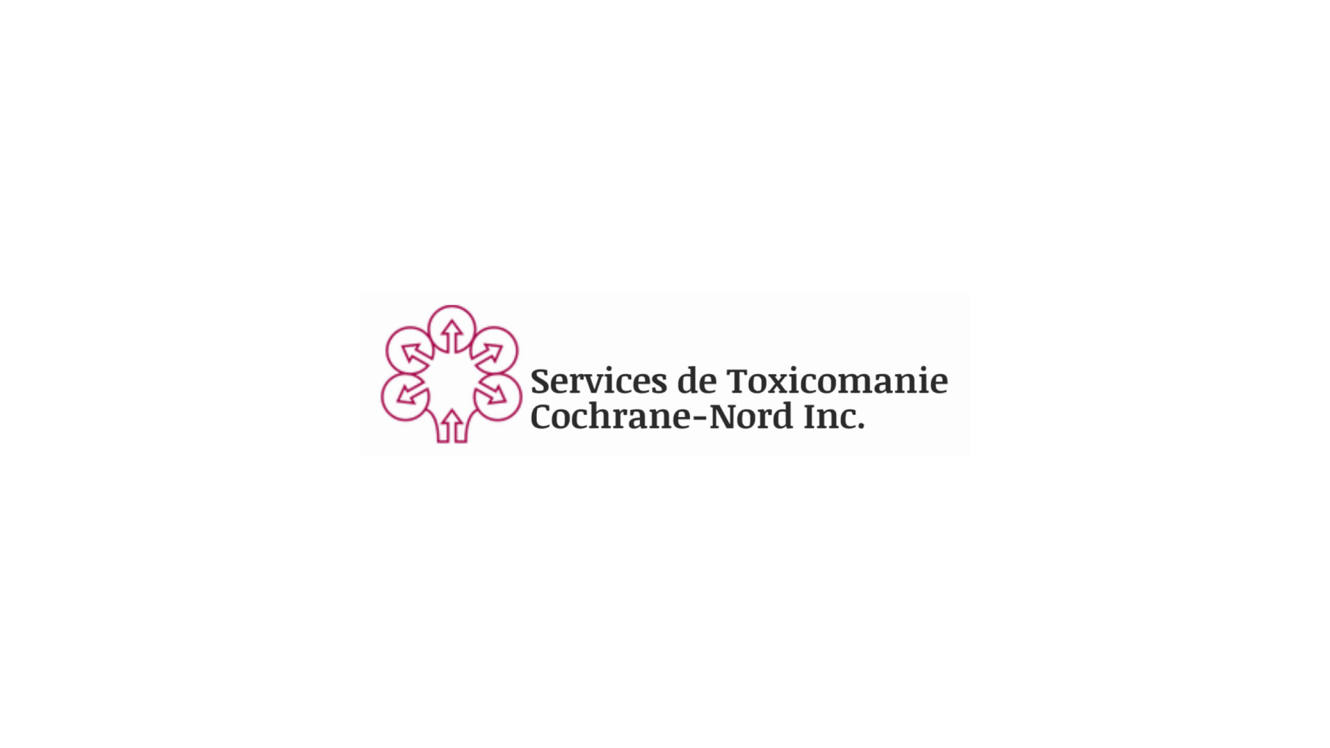 Timmins Care Logo of "Services de Toxicomanie Cochrane-Nord Inc." featuring pink floral design on the left and company name in black text on the right. Cochrane District Social Services Administration Board