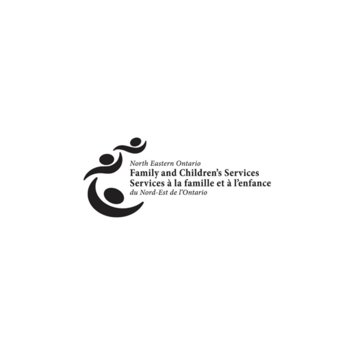 Timmins Care Logo of North Eastern Ontario Family and Children's Services featuring stylized human figures and bilingual text in English and French. Cochrane District Social Services Administration Board