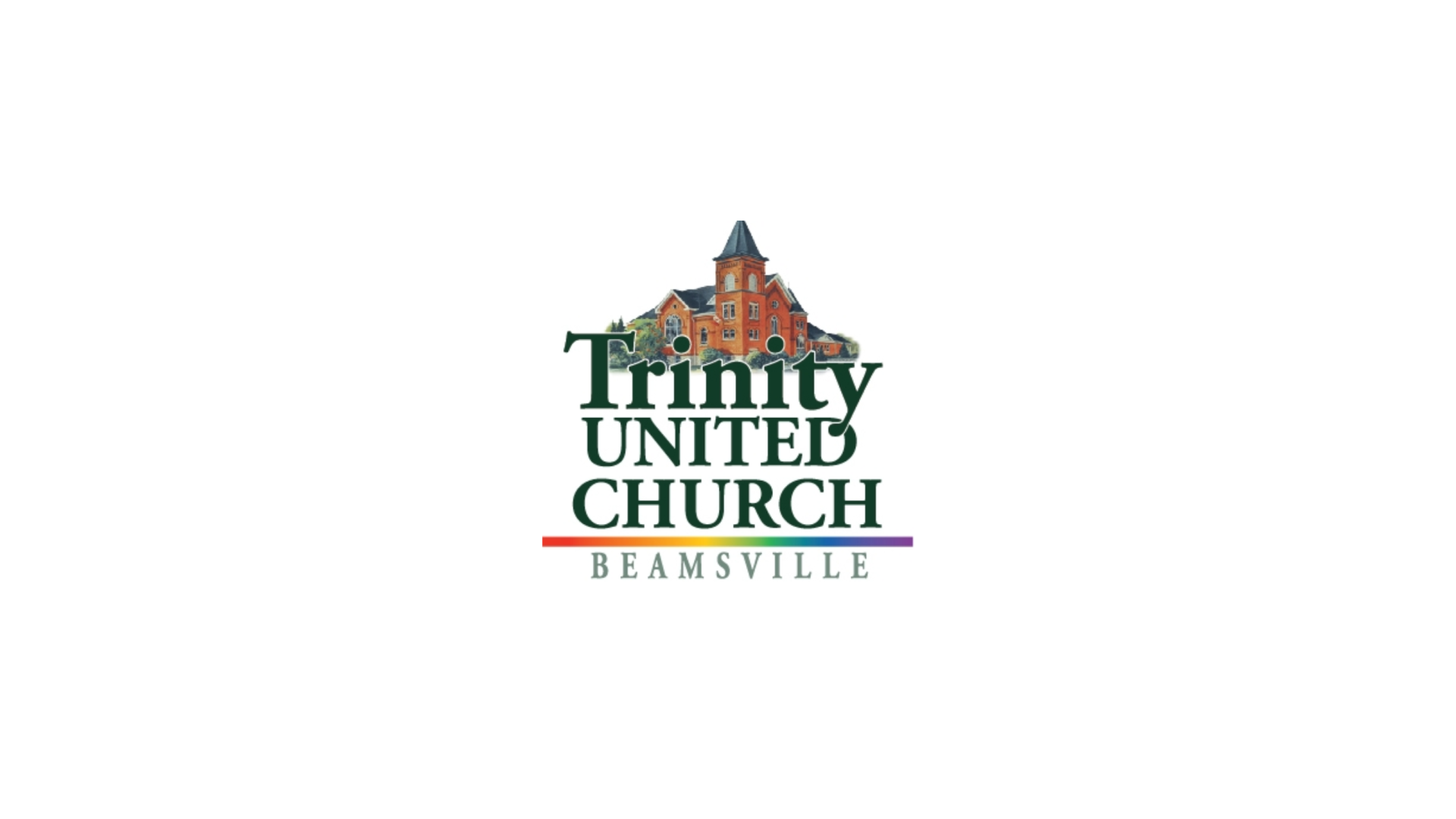 Timmins Care Logo of Trinity United Church Beamsville, featuring an illustration of a red-brick church building with a steeple. Cochrane District Social Services Administration Board