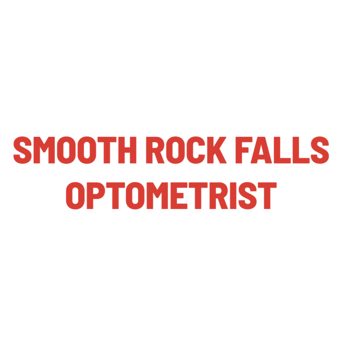 Timmins Care Text on a plain white background reading "SMOOTH ROCK FALLS OPTOMETRIST" in red, all uppercase letters. Cochrane District Social Services Administration Board